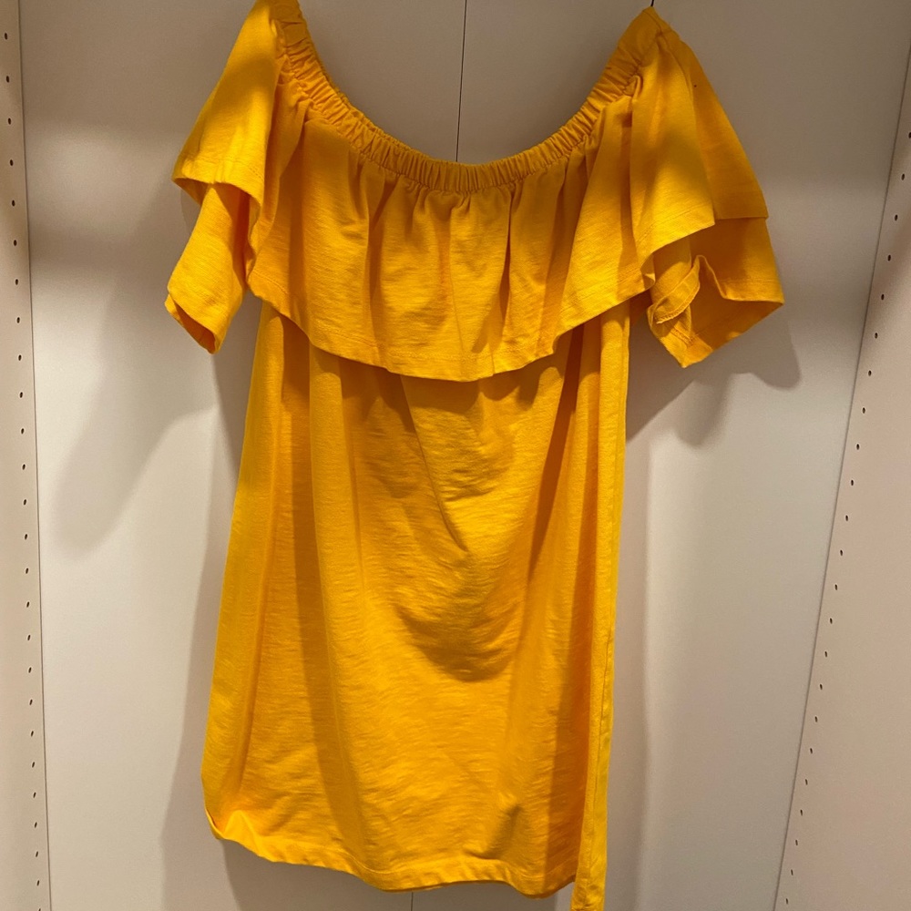 Yellow off the shoulder dress